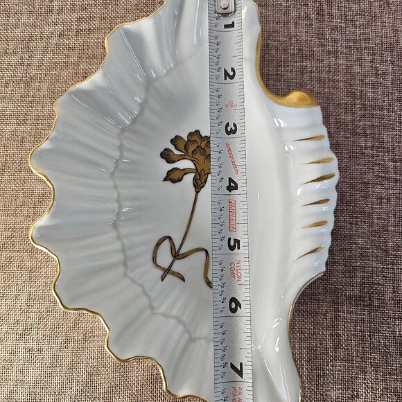 Vintage Matson White/Gold Gilt Ceramic Shell Soap Dish Hollywood Regency - Picture 10 of 10